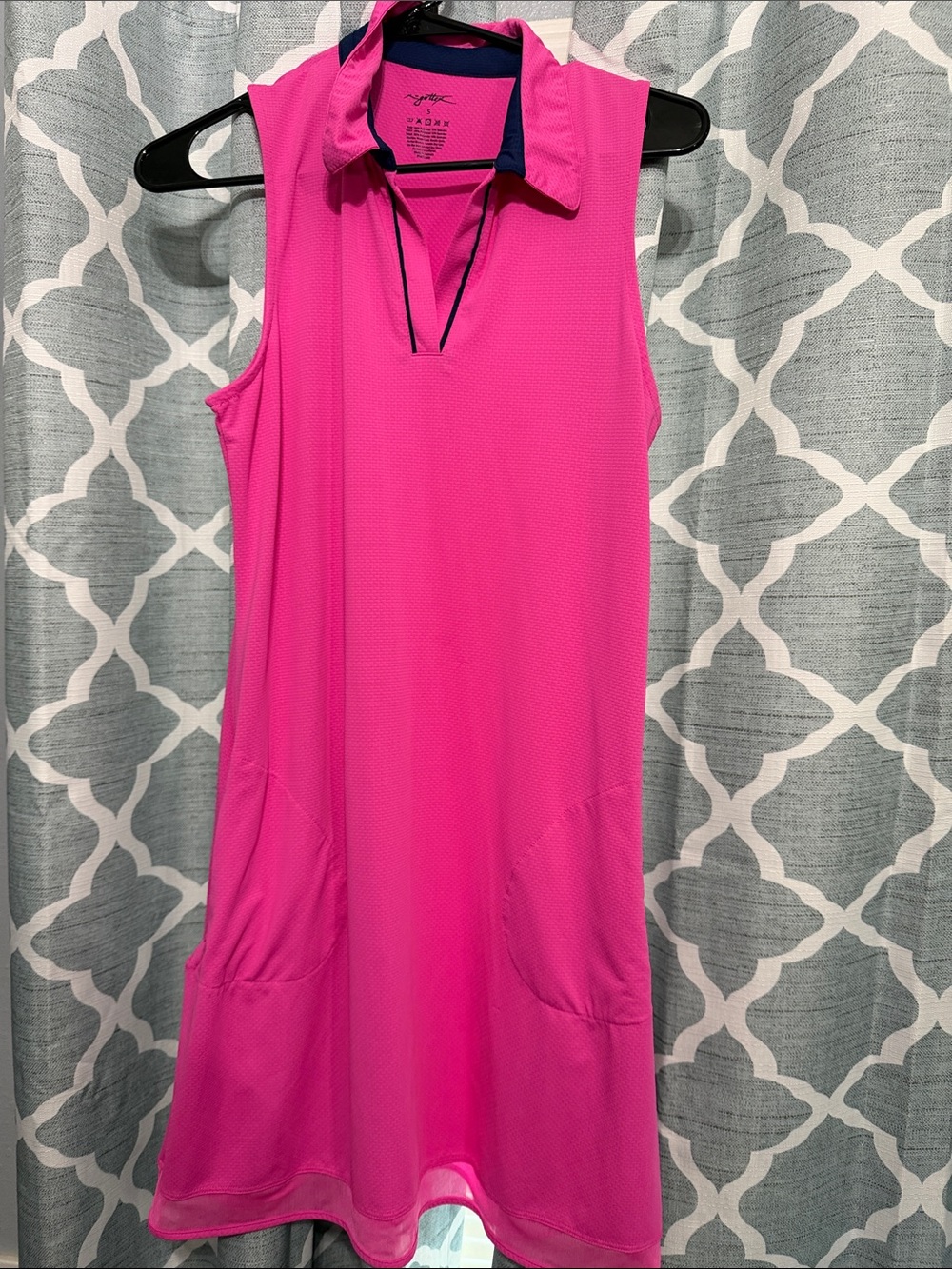 Gottex Hot Pink Sleeveless Polo Swim Cover-Up with Navy Trim